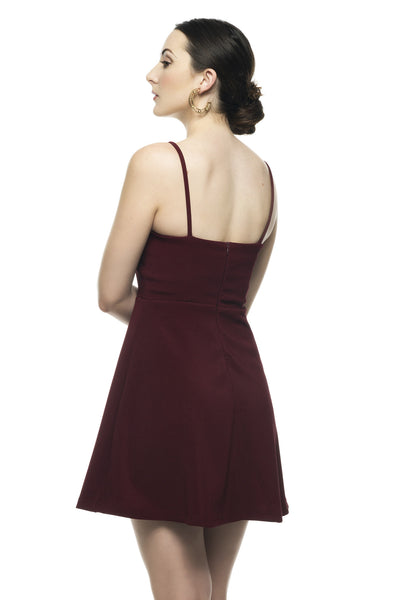 Naughty Grl Classic Fit & Flare Dress - Burgundy - NaughtyGrl