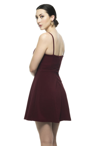 Naughty Grl Classic Fit & Flare Dress - Burgundy - NaughtyGrl