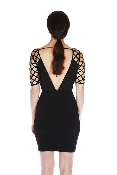 Naughty Grl Classy Cocktail Dress With V-Neck - Black - NaughtyGrl