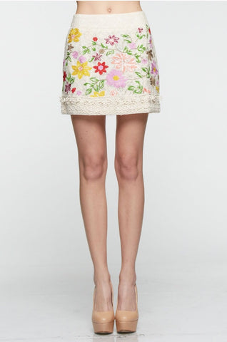 Designer inexpensive online boutique for women - Elegant Embroidry Flower Garden Skirt - NaughtyGrl