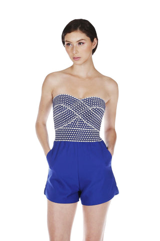 Designer inexpensive online boutique for women - Cute Blue Romper - NaughtyGrl