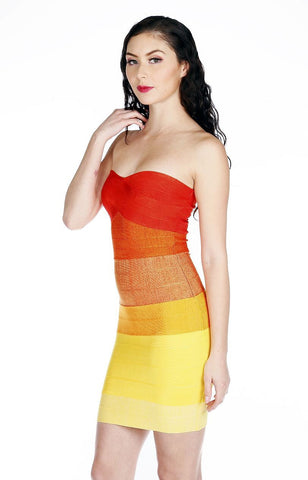 Designer inexpensive online boutique for women - Naughty Grl Ambre Bodycon Bandage Dress - Orange Multi - NaughtyGrl