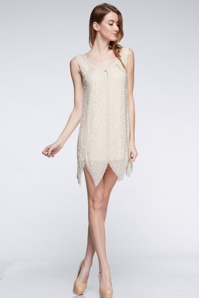 Naughty Grl Elegant Cocktail Dress - Champagne - NaughtyGrl