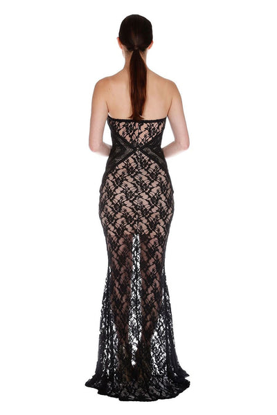 Naughty Grl Evening Lace Maxi Dress - Black - NaughtyGrl