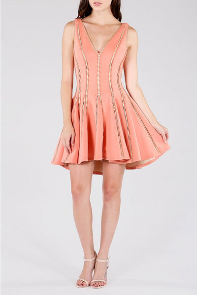 Naughty Grl Fit & Flare Party Dress - Peach - NaughtyGrl