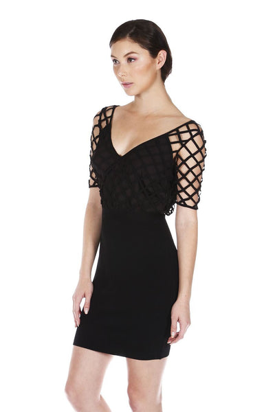 Naughty Grl Classy Cocktail Dress With V-Neck - Black - NaughtyGrl