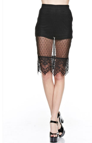 Naughty Grl Sheer Midi Skirt - Black