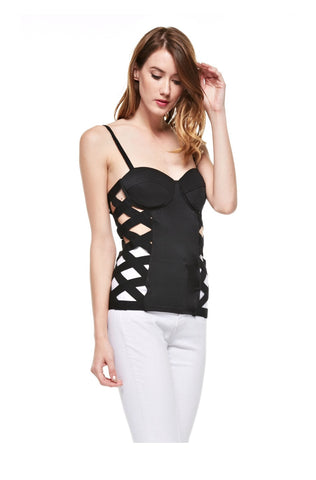 Designer inexpensive online boutique for women - Sexy Corset Top With Elastic Contrast - NaughtyGrl