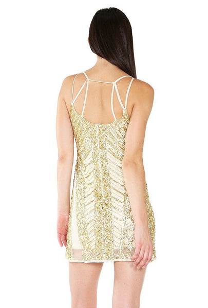 Naughty Grl Elegant Beaded Camisole Cocktail Dress - Taupe - NaughtyGrl
