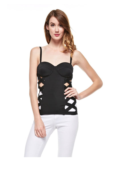 Sexy Corset Top With Elastic Contrast - NaughtyGrl