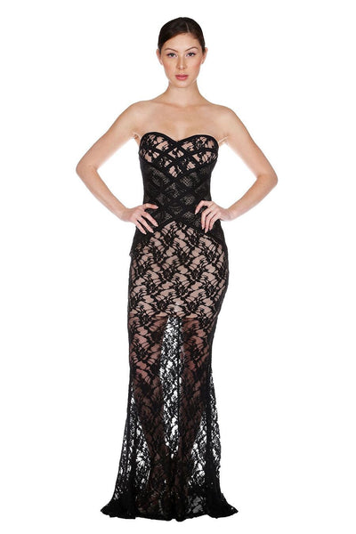 Naughty Grl Evening Lace Maxi Dress - Black - NaughtyGrl
