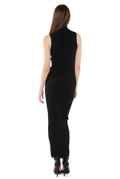 Naughty Grl Classy Turtle Ribbed Midi Dress - Black - NaughtyGrl