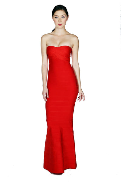Naughty Grl Elegant Mermaid Tube Bandage Maxi Dress - Red - NaughtyGrl
