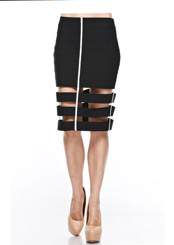 Pretty In Style Satin Strips Pencil Skirt