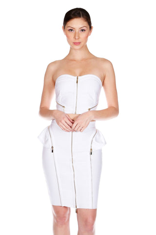 Designer inexpensive online boutique for women - Naughty Grl Stylish Two Piece Bandage Dress - White - NaughtyGrl