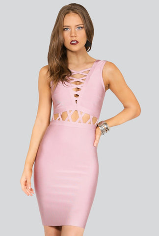 Designer inexpensive online boutique for women - Naughty Grl Elegant & Strappy Bodycon Dress - Blush - NaughtyGrl