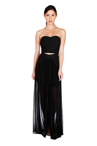 Shop the latest matched set outfits for a style statement - Naughty Grl Sweetheart Two Piece Maxi Dress - Black