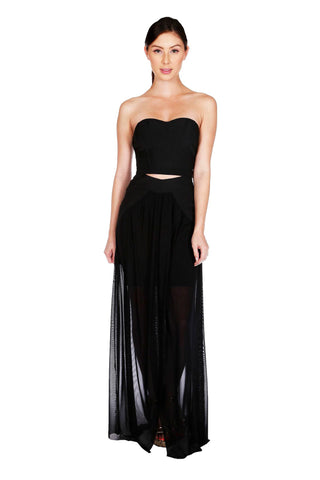 Naughty Grl Evening Lace Maxi Dress - Black