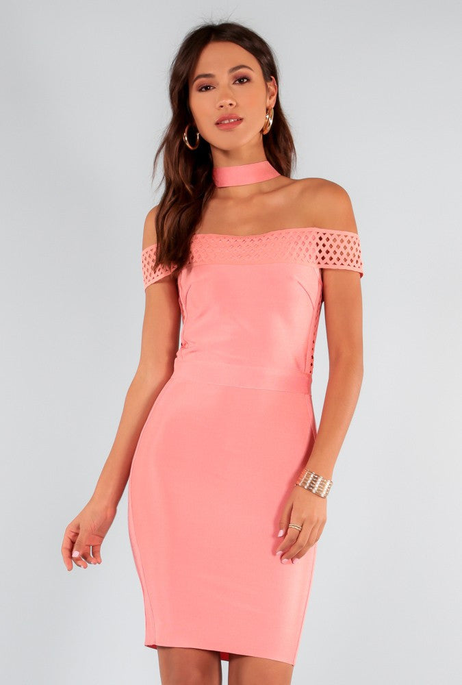 Floating Choker Off Salmon Pink Dress Floating Choker Off Salmon Pink Dress - NaughtyGrl