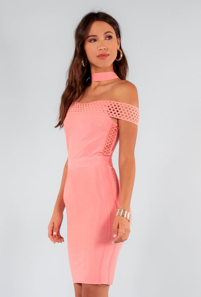 Floating Choker Off Salmon Pink Dress - NaughtyGrl