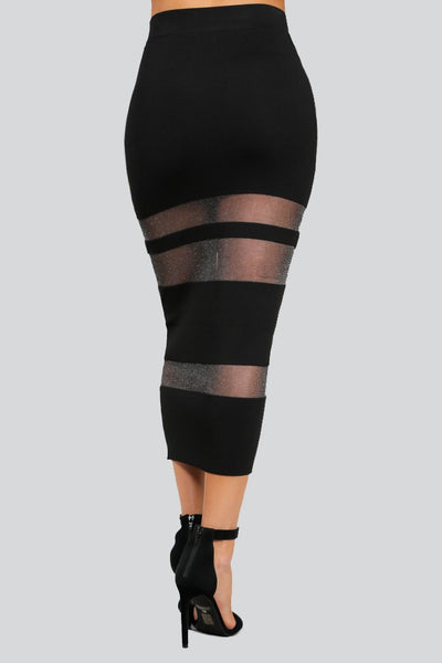 Naughty Grl Sheer Midi Skirt - Black - NaughtyGrl