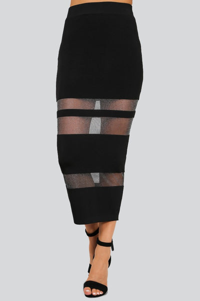 Naughty Grl Sheer Midi Skirt - Black - NaughtyGrl