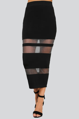 Pretty In Style Satin Strips Pencil Skirt