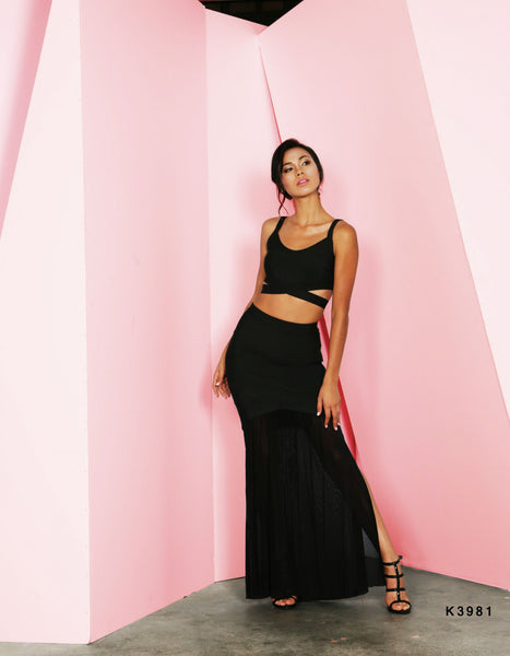 Naughty Grl Two Piece Bandage Dress - Black - NaughtyGrl