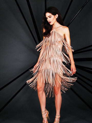 Designer inexpensive online boutique for women - Naughty Grl Sexy Fringe Dress - Metallic Coral