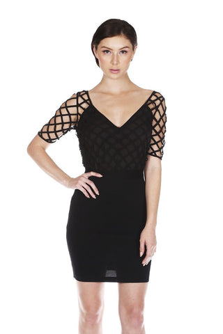 Naughty Grl Elegant & Sheer Bodycon Dress - Black