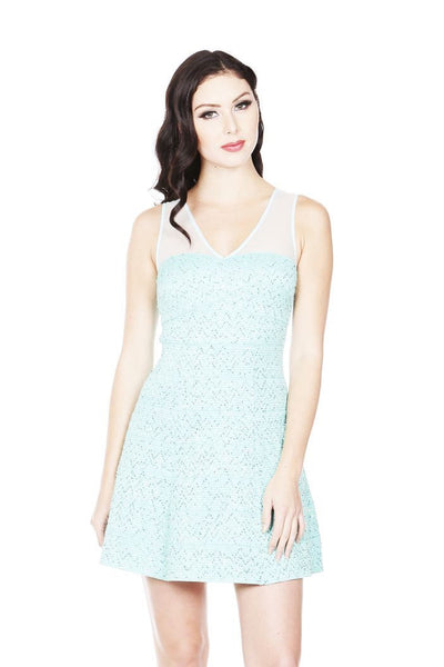Naughty Grl Fit & Flare Sequin Party Dress - Mint - NaughtyGrl