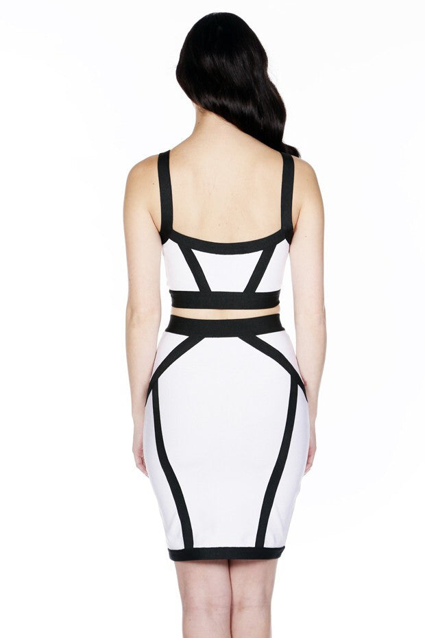 Naughty Grl Two Piece Bandage Dress With Zipper - Black & White Naughty Grl Two Piece Bandage Dress With Zipper - Black & White