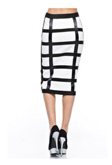 Pretty In Style Satin Strips Pencil Skirt - NaughtyGrl