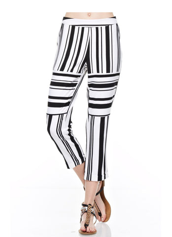 Designer inexpensive online boutique for women - Black And White Stripped Trouser - NaughtyGrl