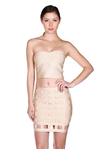 Naughty Grl Elegant Beaded Camisole Cocktail Dress - Taupe