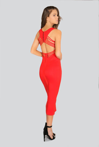 Naughty Grl Elegant Bodycon Dress With Zipper - Red