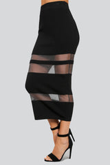 Naughty Grl Sheer Midi Skirt - Black - NaughtyGrl