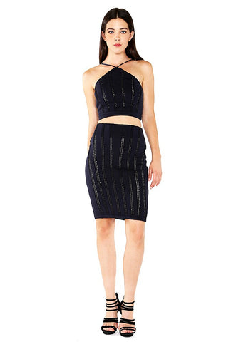 Designer inexpensive online boutique for women - Naughty Grl Trendy Two Piece Bodycon Dress - Black - NaughtyGrl